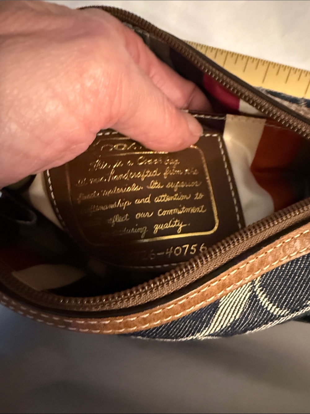 Coach anniversary striped denim blue and Ivory Signature Canvas Zip Pouch 40756 - Picture 5 of 16